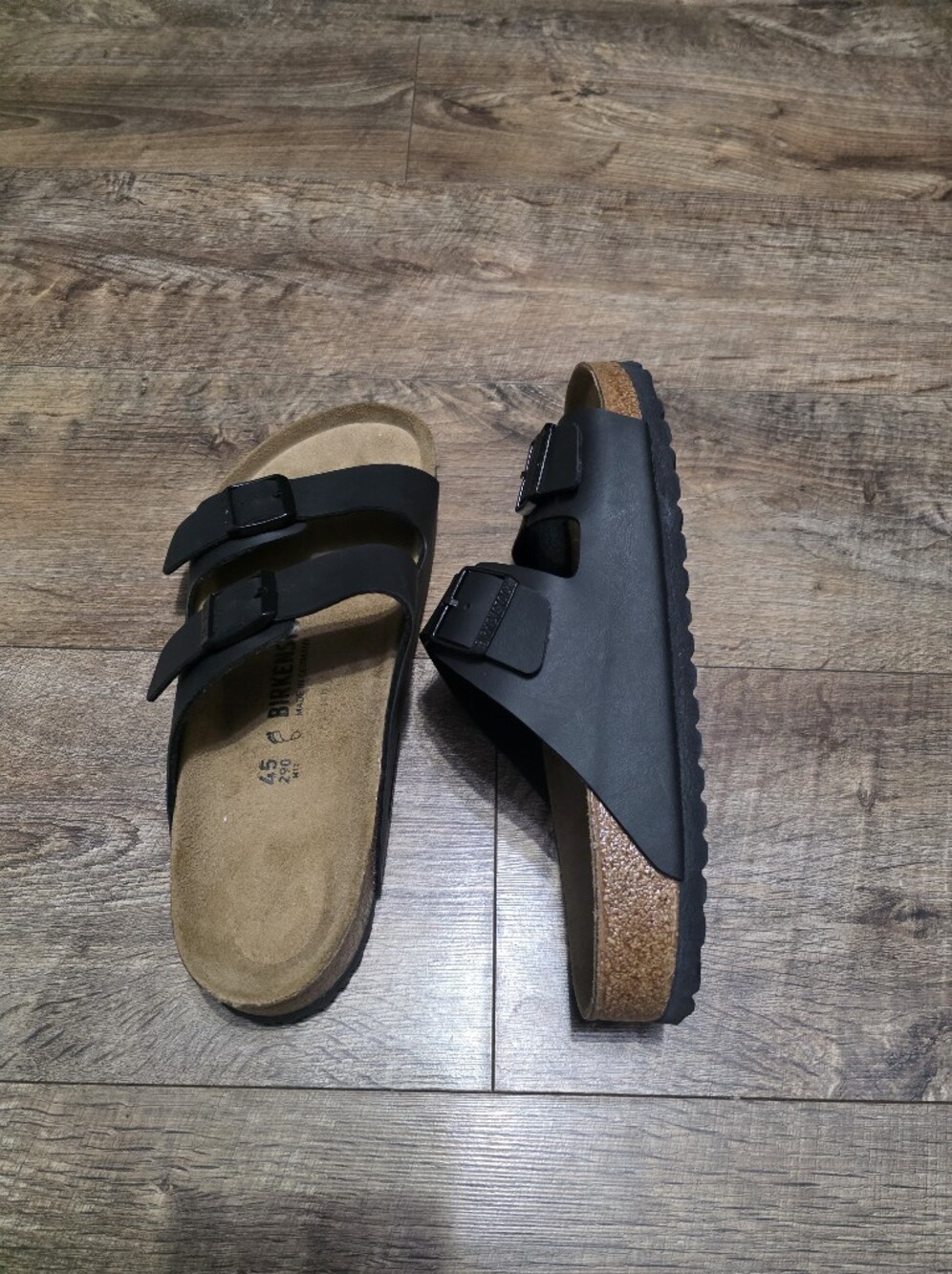 Birkenstock Black Two-Buckle Sandals with Suede Footbed Men Size 12 - Picture 11 of 12